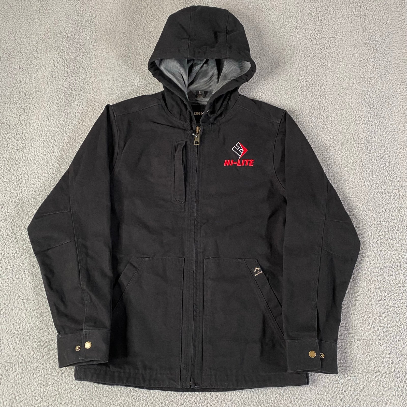 Dri Duck Hi Lite Laredo Jacket Mens Small Black Canvas Hoodie Lined Work Wear