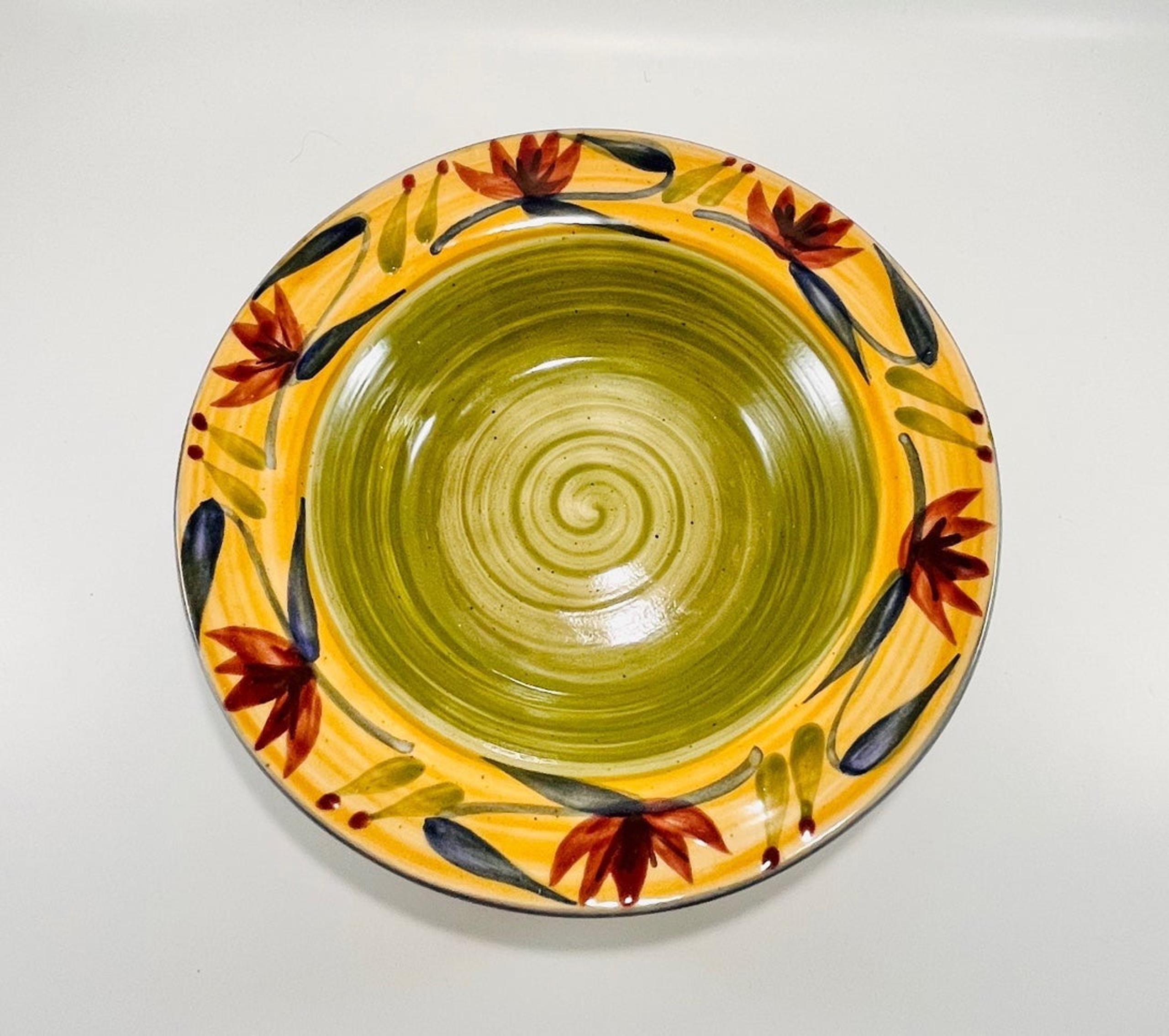 Pier 1 Imports Stoneware Hand Painted Elizabeth Rimmed Pasta Soup Salad Bowl