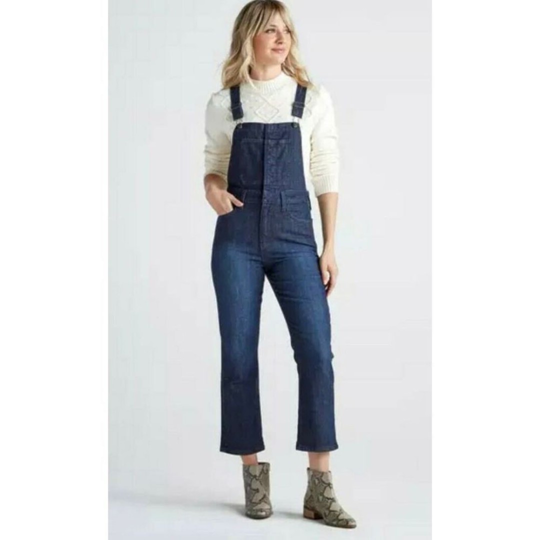 Lucky Brand Bridgette Slim Cropped Cuffed Overalls with Pockets Women’s Size 4