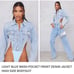 PrettyLittleThing Light Blue Wash Denim Bodysuit Jacket US 4 Button Front NWT