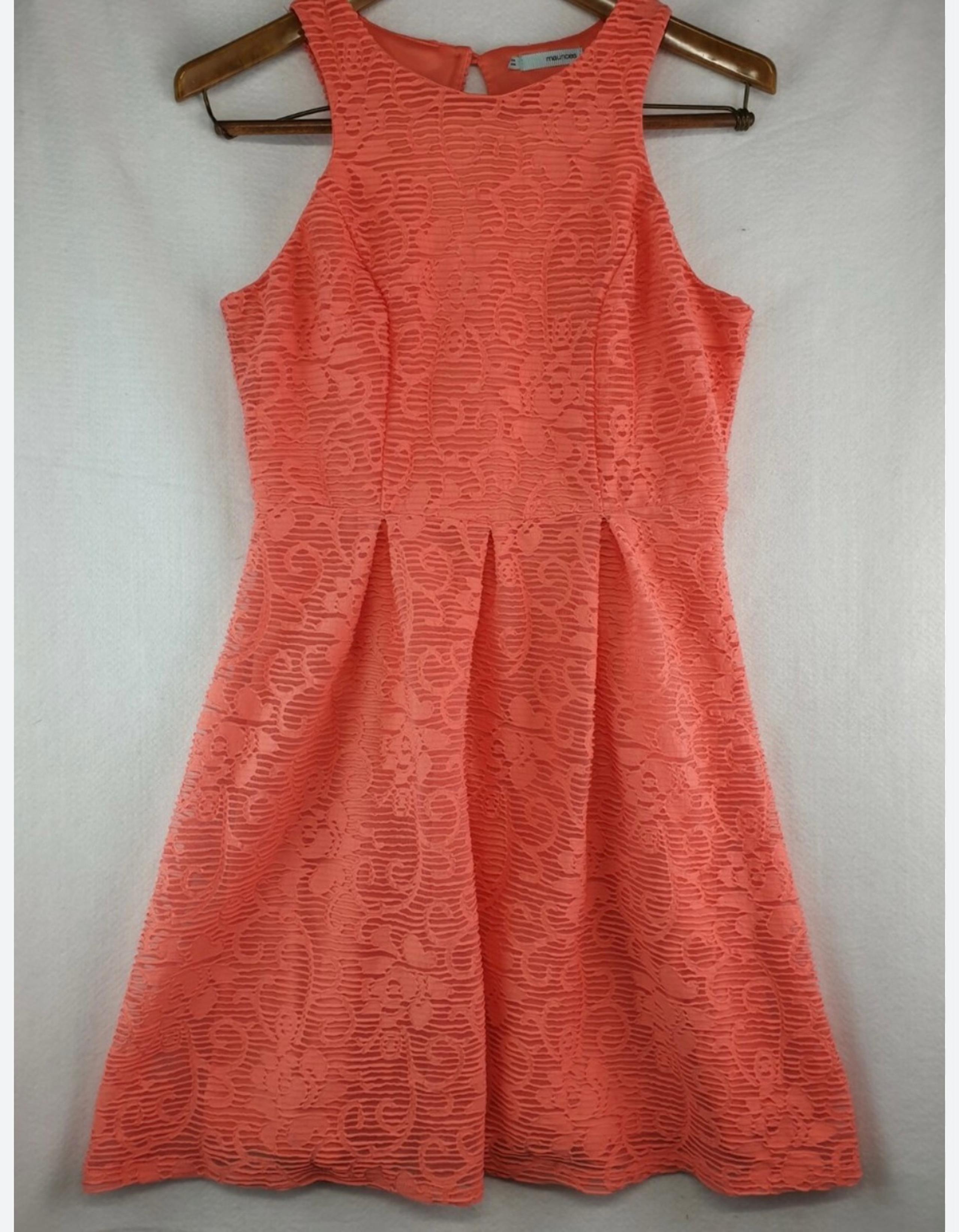 Maurice's Coral Pink Lace Fit and Flare Dress size Small