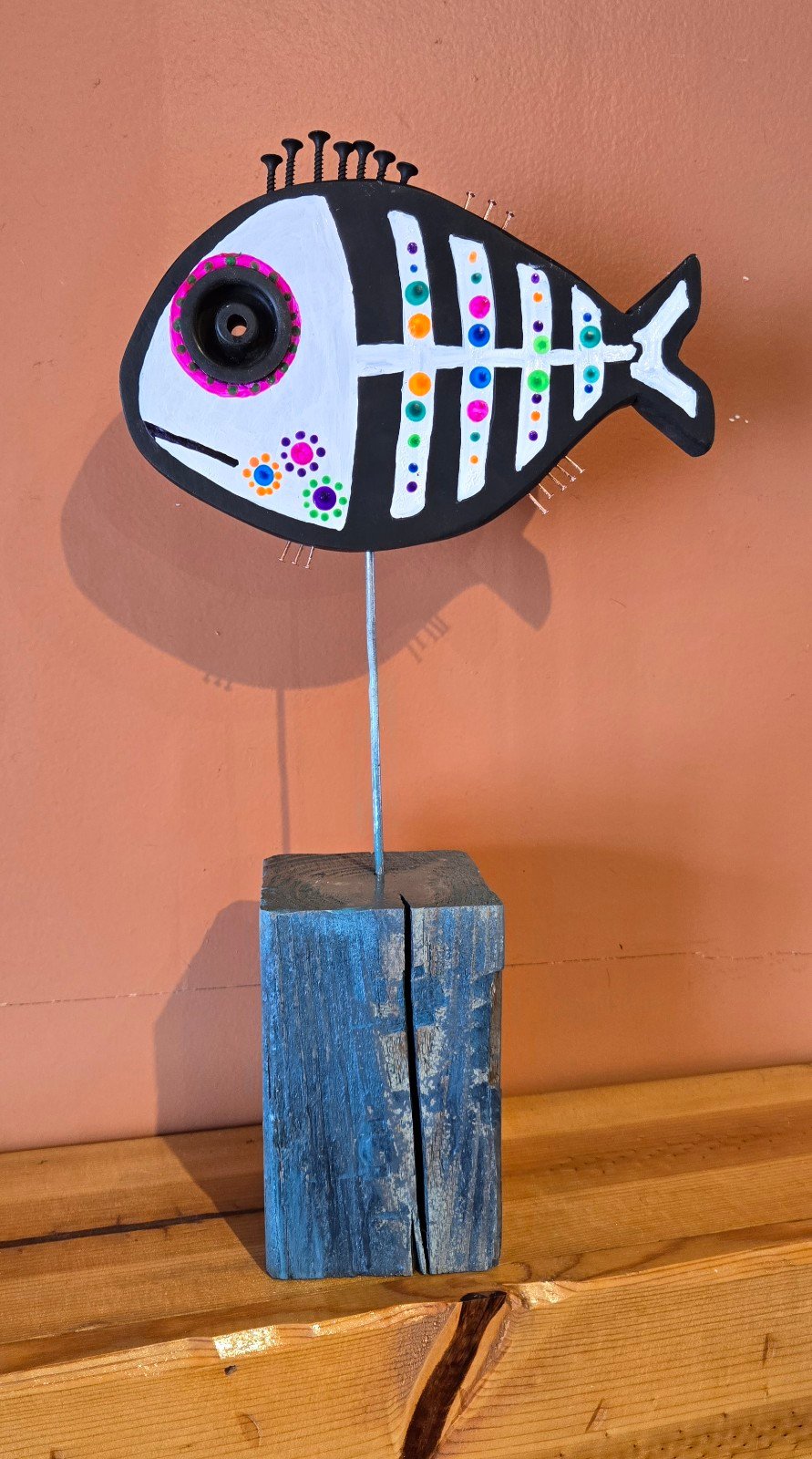 Day of the Dead Fish Sculpture 16 tall
