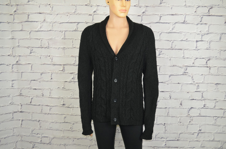 Men Long Sleeve Cardigan Sweater Slim Fit Winter Warm Outwear Open