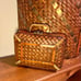 Vintage Chinoiserie Wicker Rice Hamper & Cricket Box