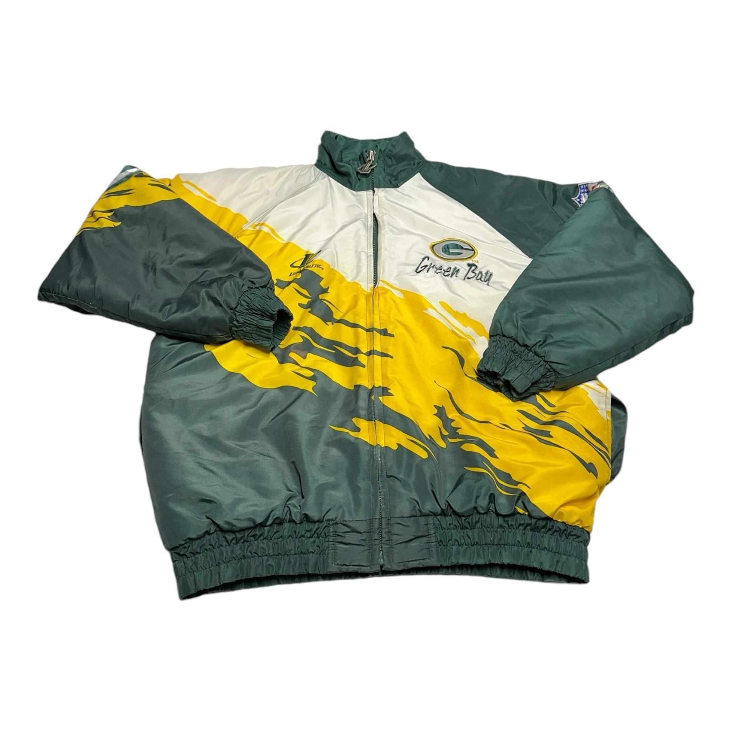 Vintage 90s Logo Athletic Splash Green Bay Packers Puffer Jacket Men's Sz L READ