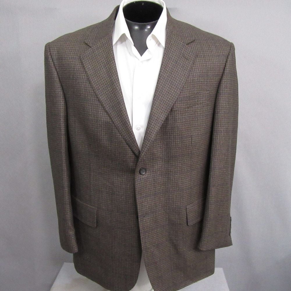 Oscar De La Renta Mens Sport Coat 44R Brown Wool Cashmere Blazer
