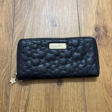 X-girl Black Long Wallet with Star-Shaped Quilting