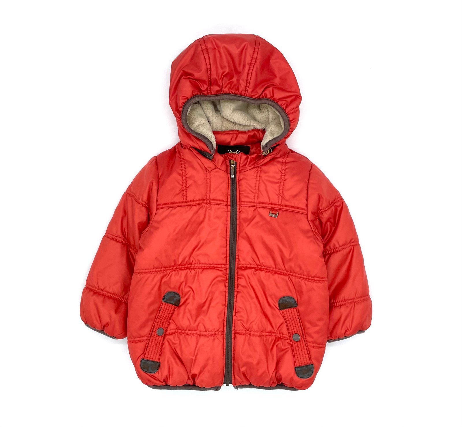 GUC Paco Rabanne Paris Kids Unisex Hooded Puffer Jacket in Orange EU110 US5