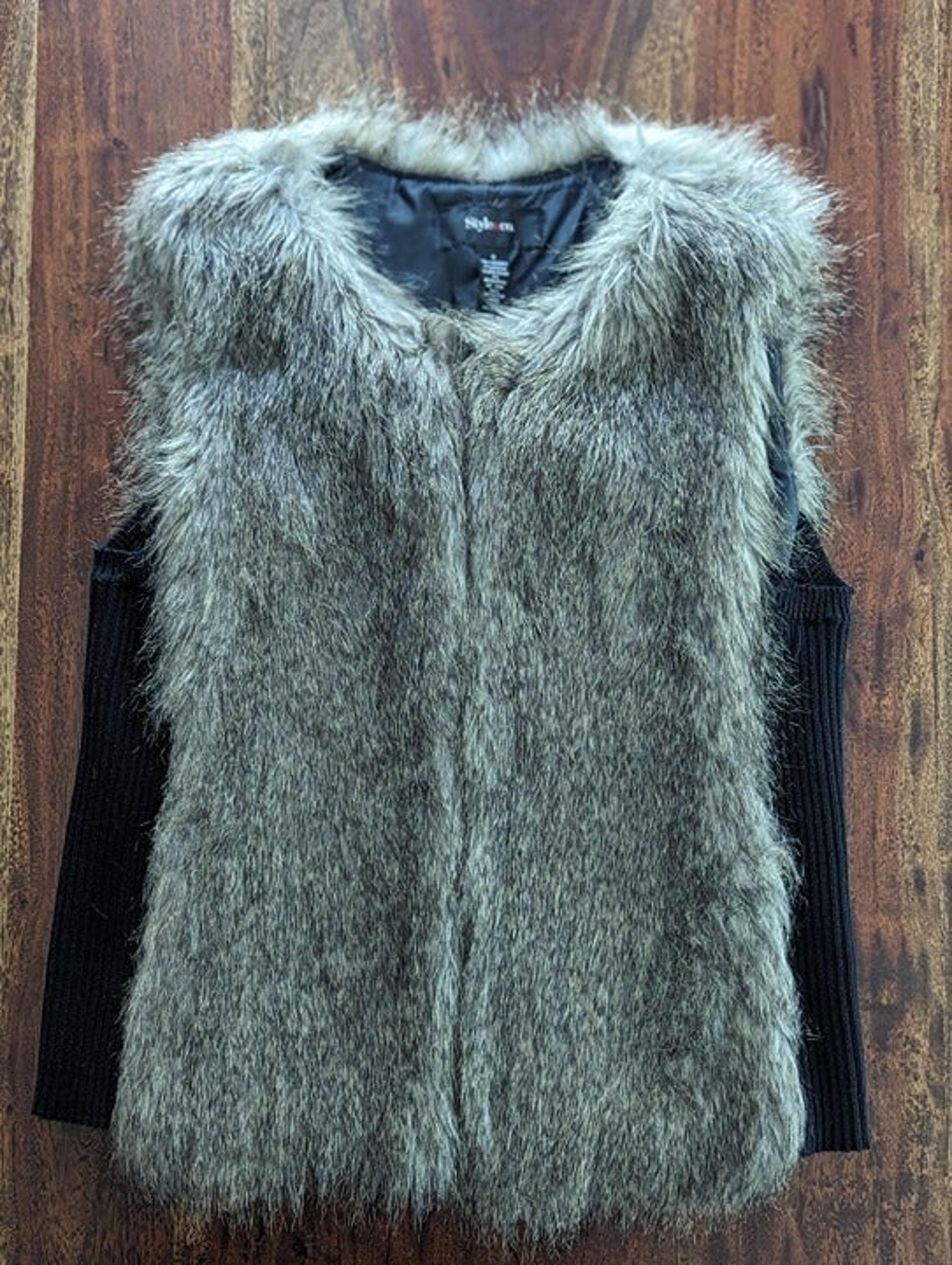 Women's Style&Co. Stylish Dark Faux Fur Vest (for Burning Man) - Size: S