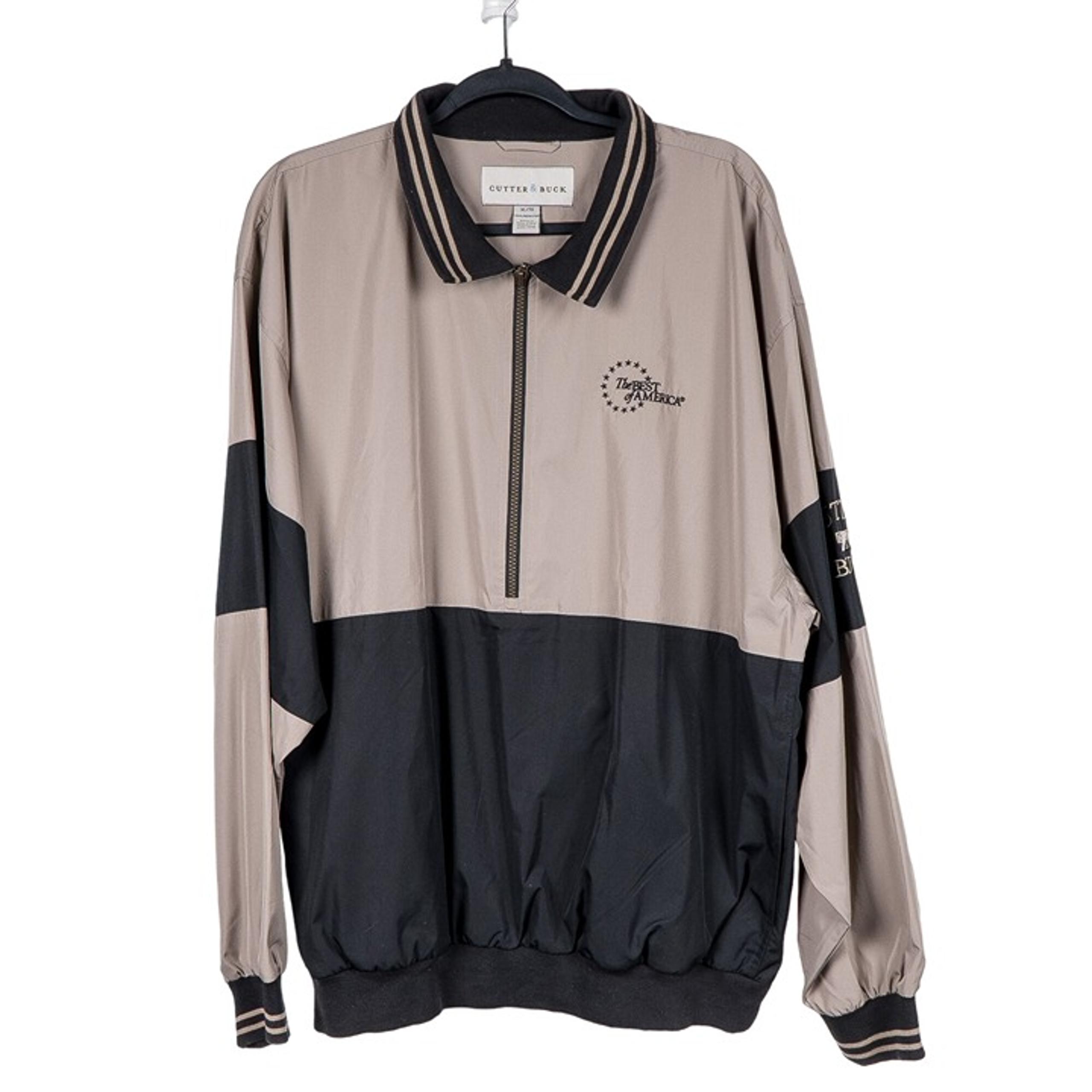 Cutter Buck Pullover Windbreaker Jacket XL Men Best of America Black Tan 1/4 Zip