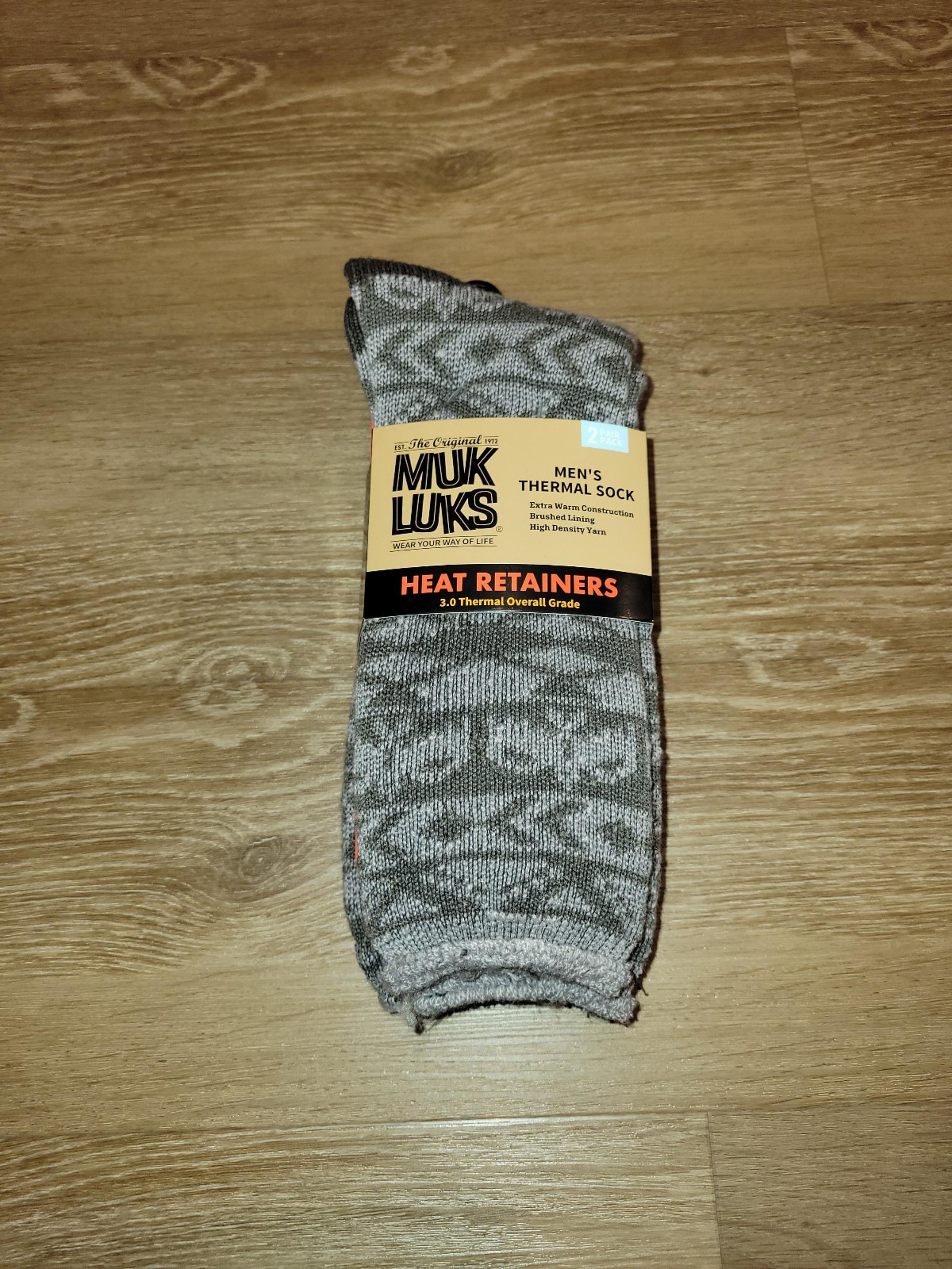 Muk Luks 2 Pair Pack Thermal Socks Grey Geometric Men's Size 10-13 New