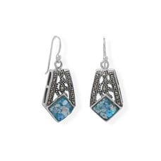Sterling Silver Roman Glass Earrings