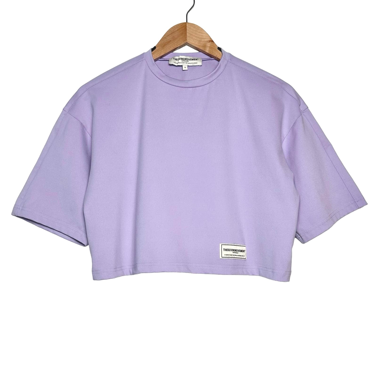 The Giving Movement | Women | Lavender Boxy Cropped Stretch Athletic Tee | Small