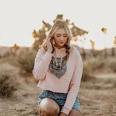 Wild Tribute Women's Boho Bear Crop Hoodie