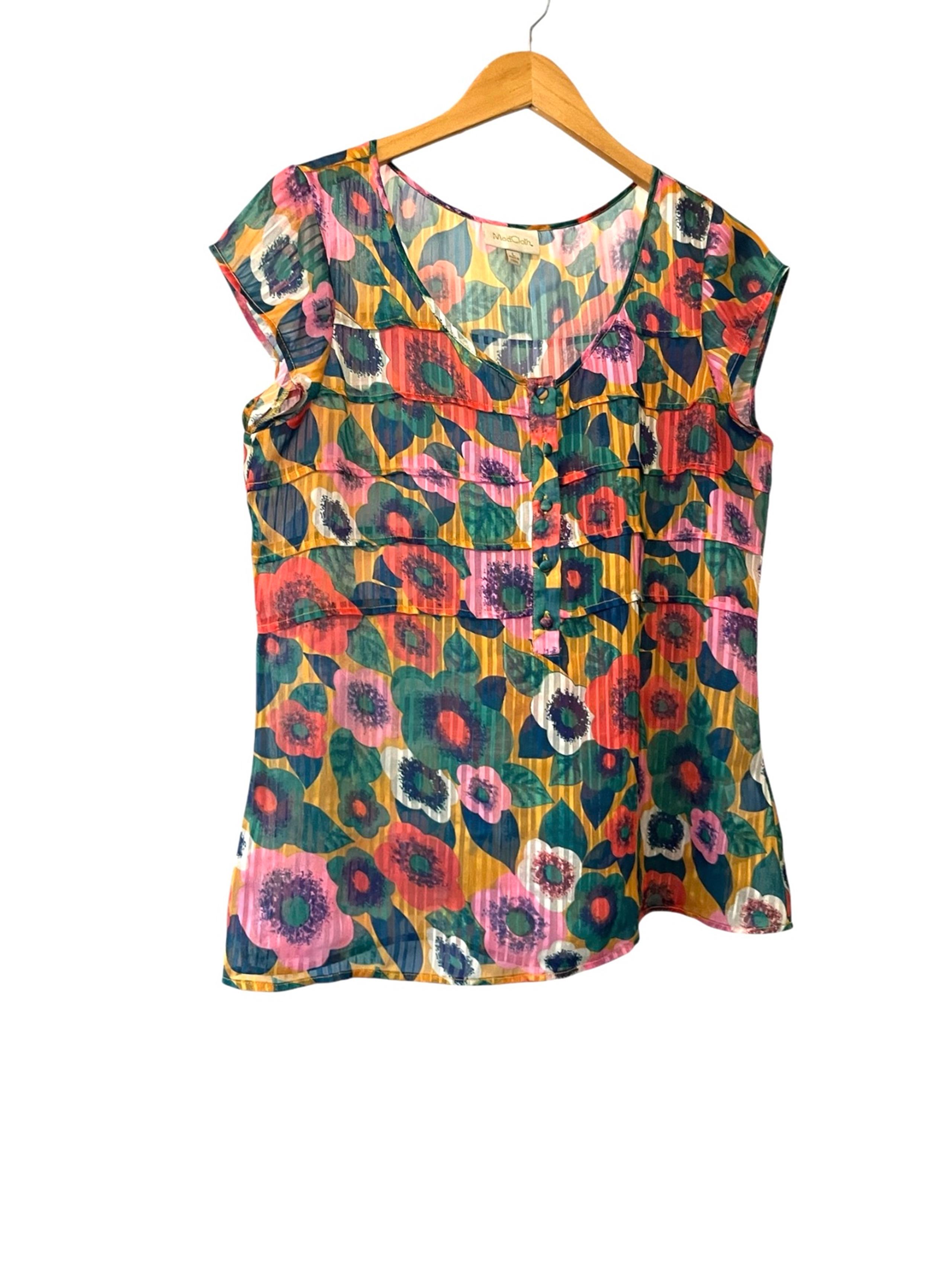 ModCloth floral boho semi sheer blouse top