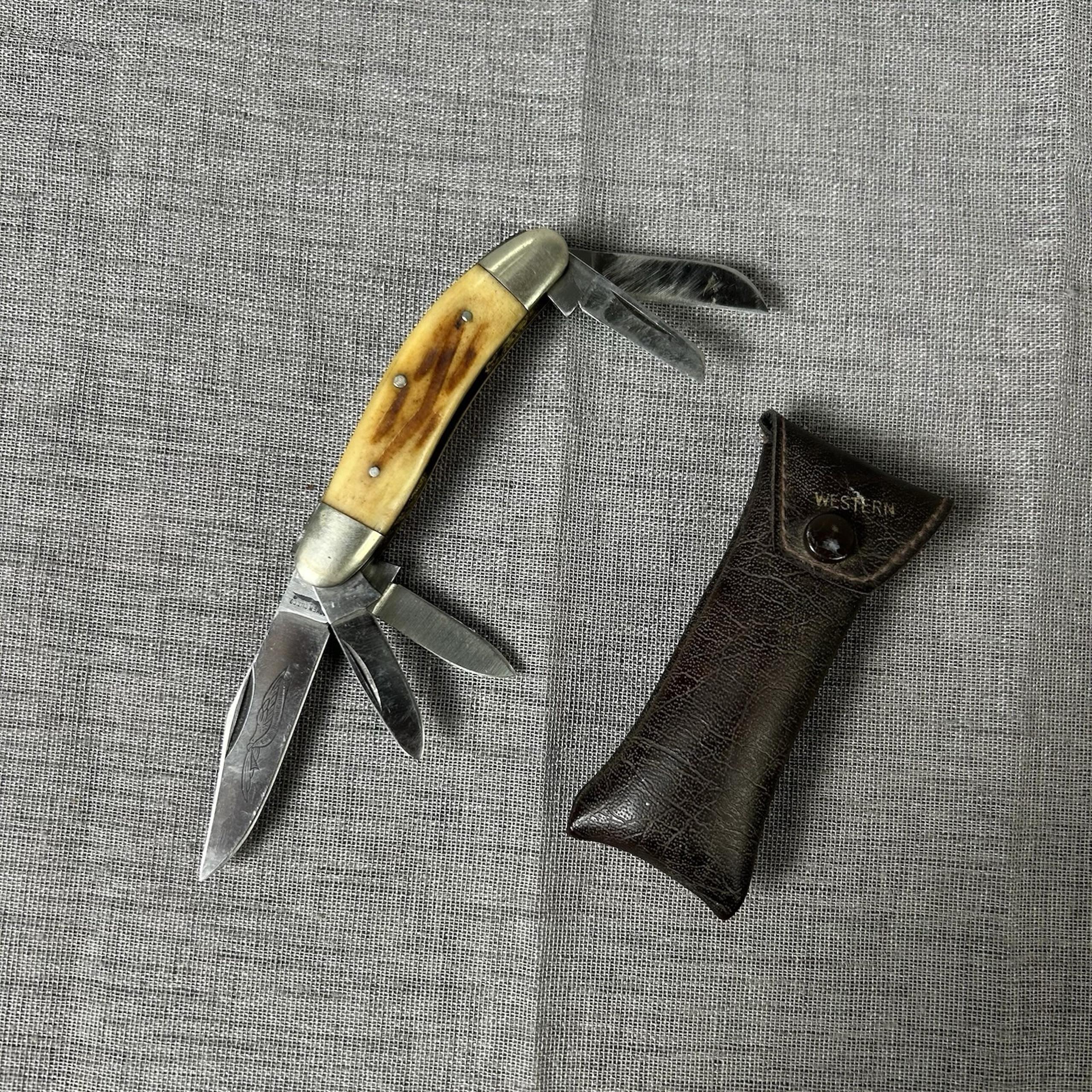 Parker Cut Co. Eagle Brand 5 Blade Sowbelly Stockman Knife, Bone Handles