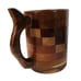 Wooden Beer Mug Stein Set Hand Carved Handle Handmade Multi Brown Tone
