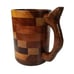 Wooden Beer Mug Stein Set Hand Carved Handle Handmade Multi Brown Tone