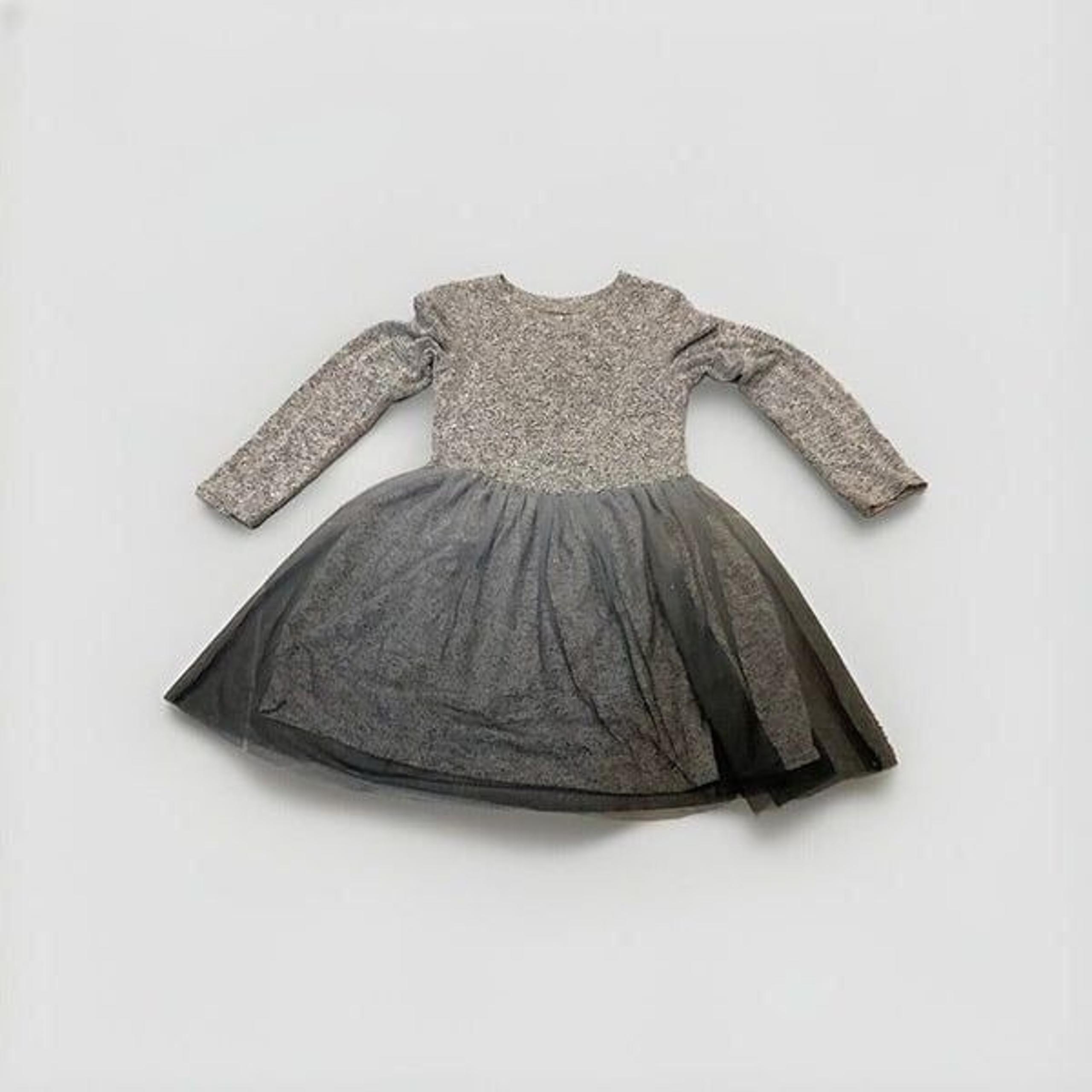 Cat & Jack Tulle Long Sleeve Tutu Dress Girls Size 4/5 Gray Ombre