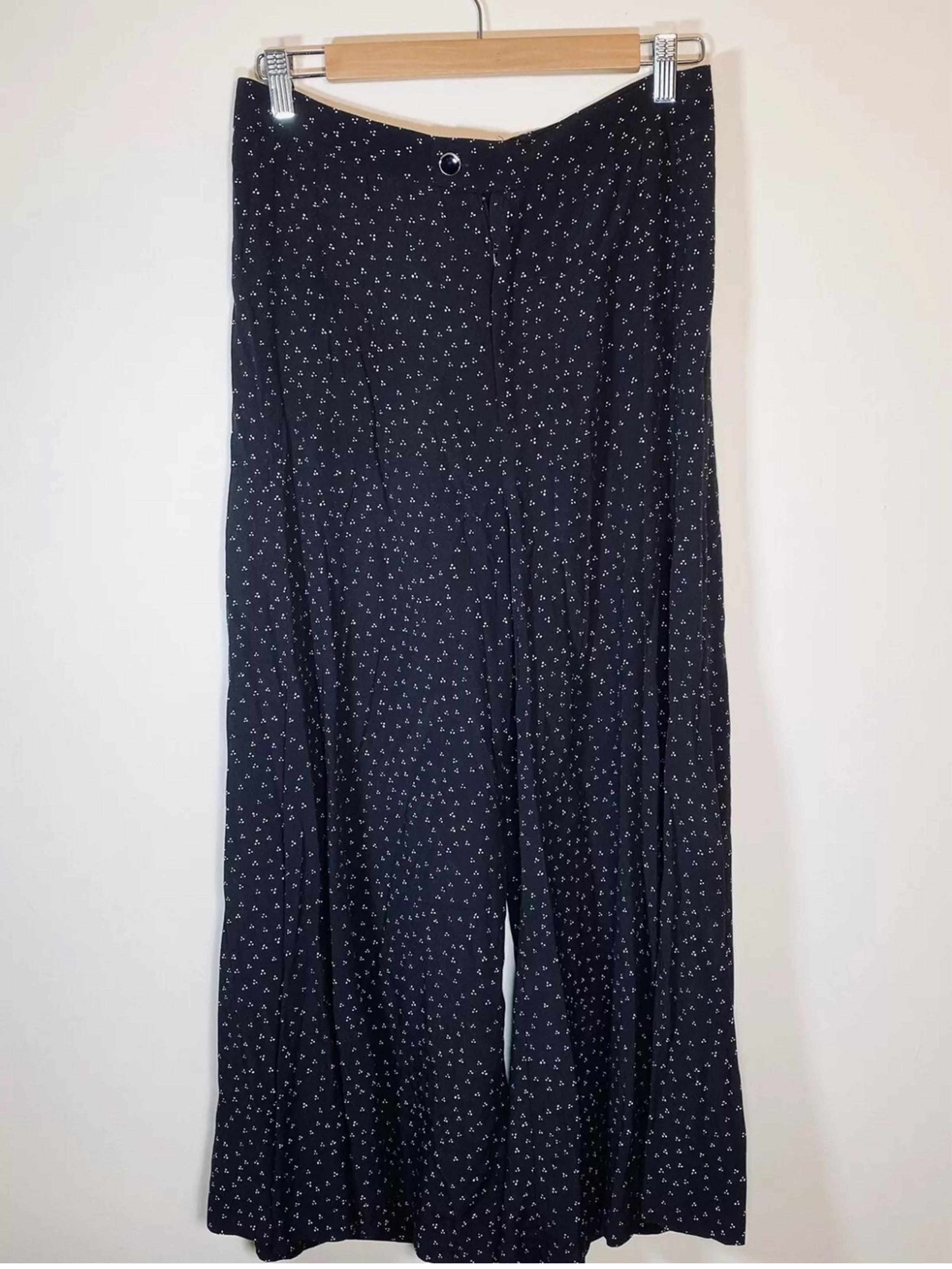 Anthropologie Women's Palazzo Geo Print Palazzo Pants Sz 4 Black White Crop GUC