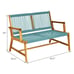 Outdoor 2-Person Acacia Wood Bench Loveseat Chair Porch Yard Furniture Turquoise