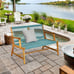 Outdoor 2-Person Acacia Wood Bench Loveseat Chair Porch Yard Furniture Turquoise