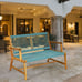Outdoor 2-Person Acacia Wood Bench Loveseat Chair Porch Yard Furniture Turquoise