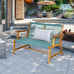 Outdoor 2-Person Acacia Wood Bench Loveseat Chair Porch Yard Furniture Turquoise