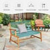 Outdoor 2-Person Acacia Wood Bench Loveseat Chair Porch Yard Furniture Turquoise