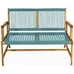 Outdoor 2-Person Acacia Wood Bench Loveseat Chair Porch Yard Furniture Turquoise