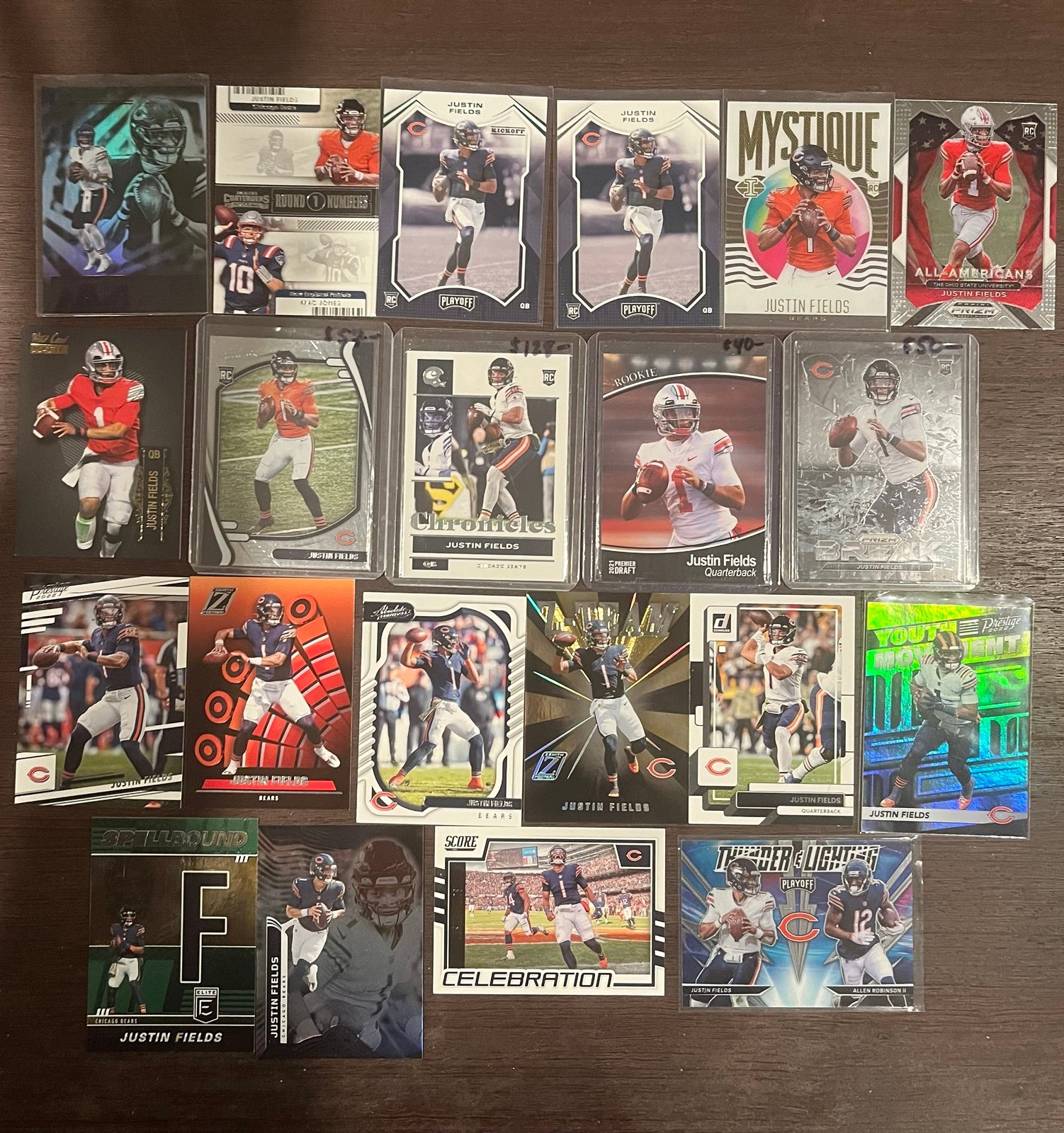 Justin Fields Football Card Lot, Including Rookies