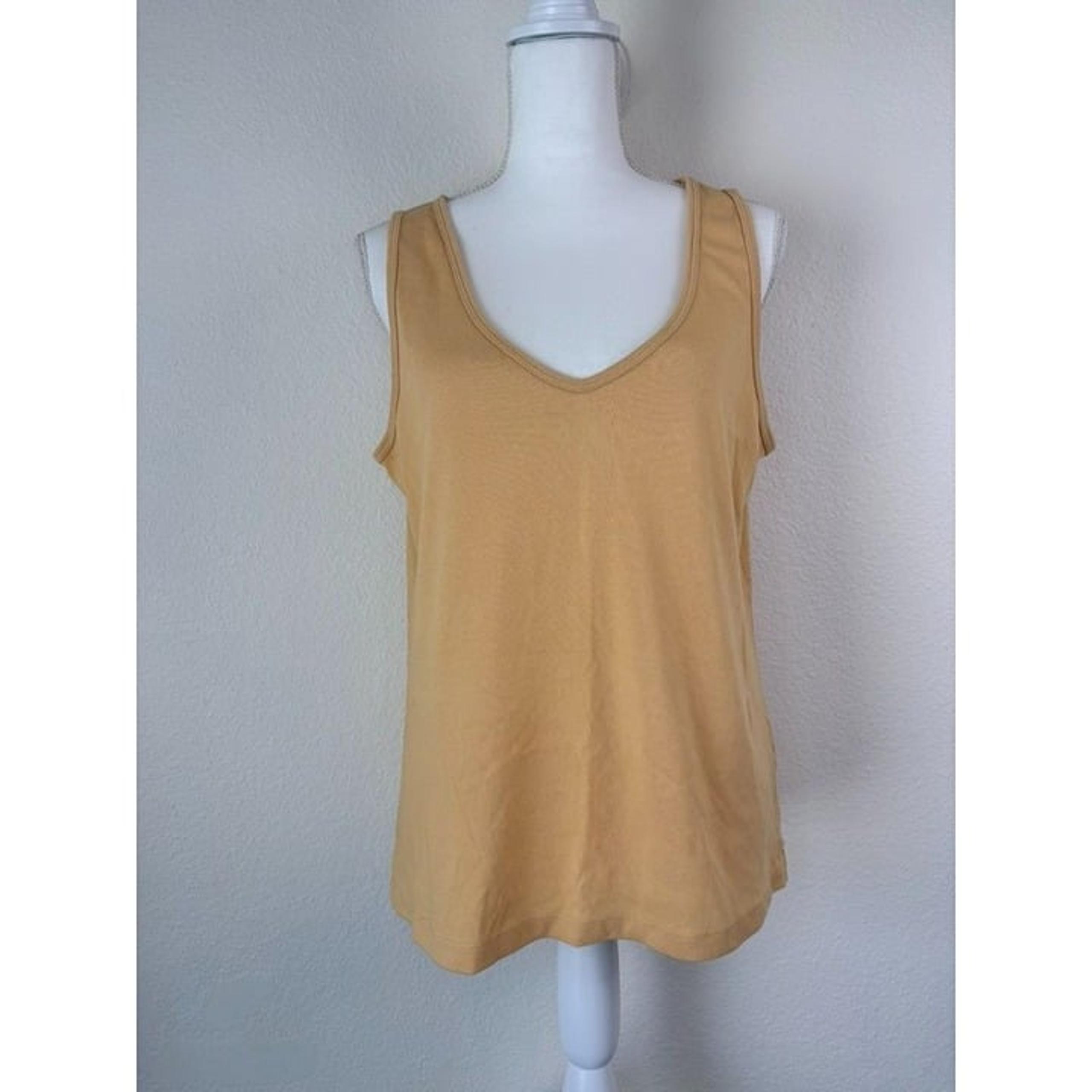 Madewell women's large yellow scoop v-neck tank top basics summer stretch NWT