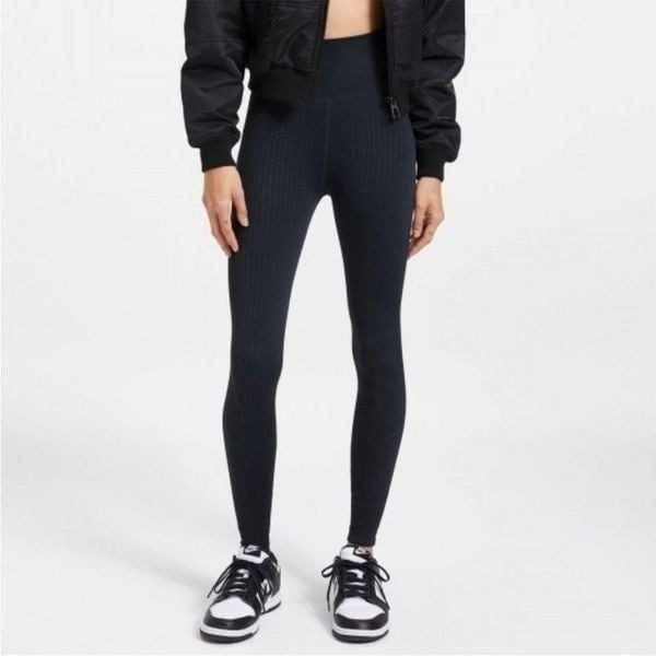 NWT Good American Wide Rib Shine Clean Seamless Leggings in Black Size L/XL