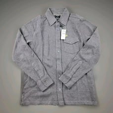 Todd Snyder Pinstripe Full Placket Button Up Shirt Mens XS Grey LS Cotton