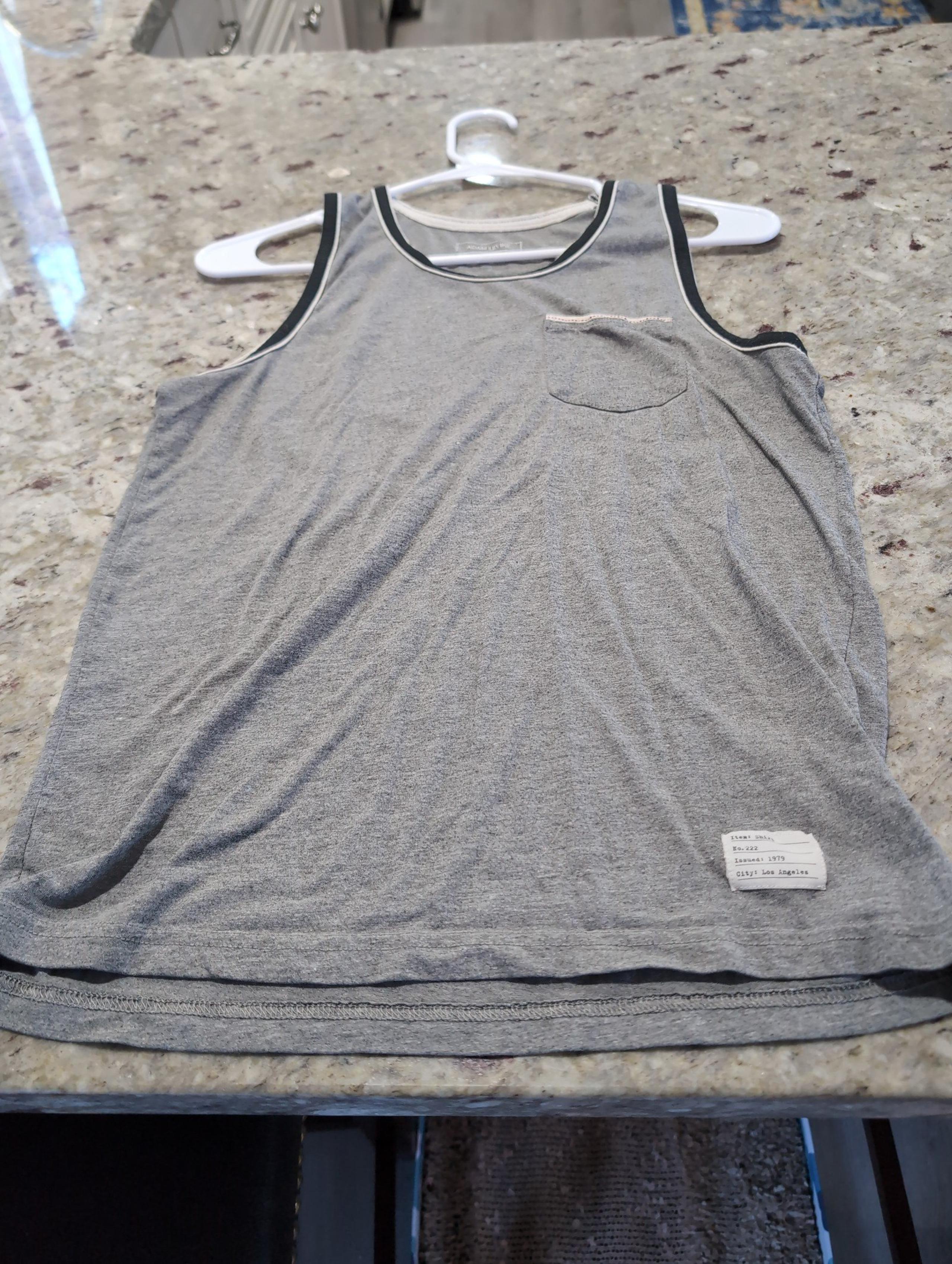 Adam Levine tank top. Men's small.  Grey, with black, white and red trim, stitch