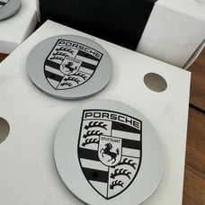 2021 Porsche Macan Wheel Center Caps OEM Genuine Silver/black Crest Set of 4
