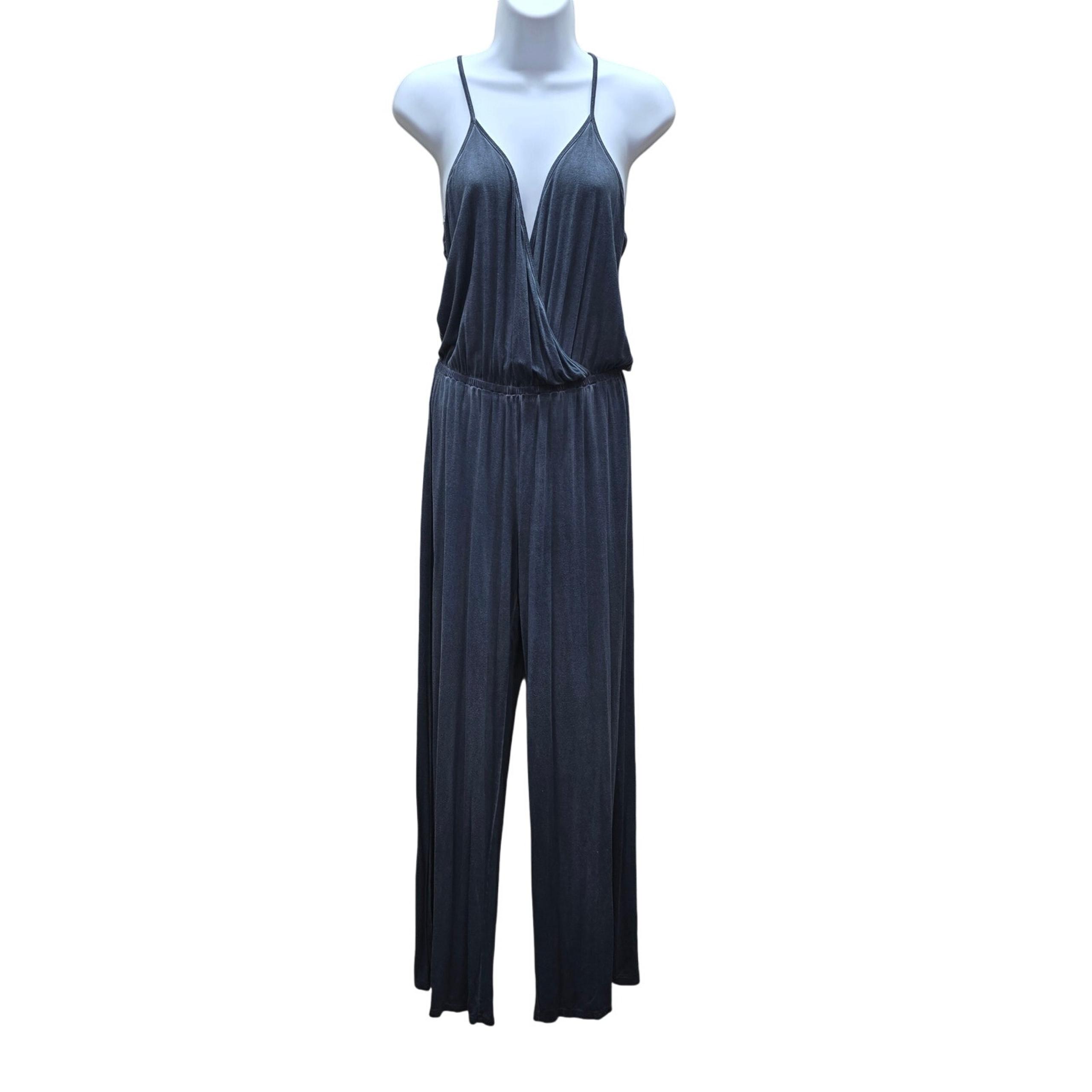 Mustard Seed Women’s Wide Leg Faux Wrap Jumpsuit Sleeveless Gray Size Small NWT
