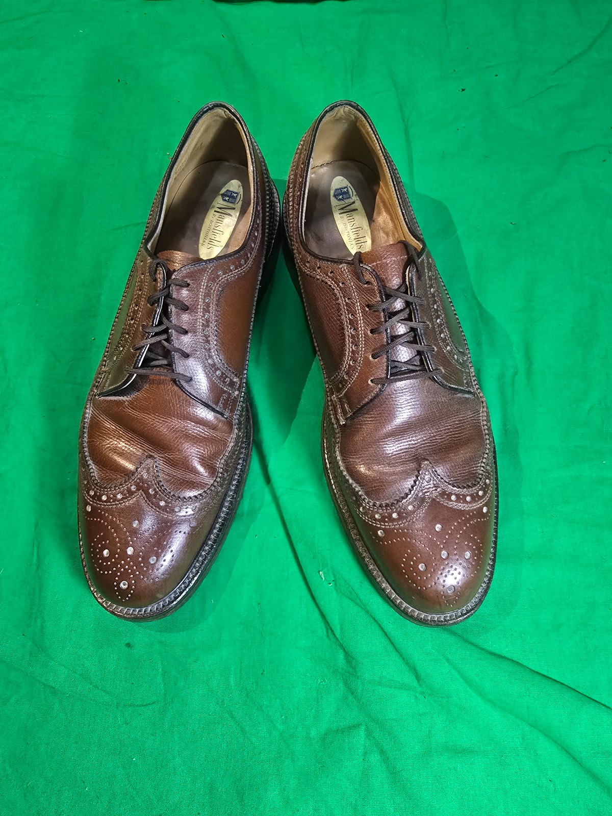 Vintage MANSFIELD DIPLOMATS Leather Wingtip Formal Oxford Mens Shoes Size 10.5