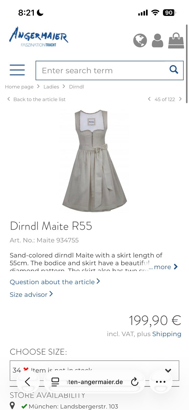 Authentic Angermaier Dirndl with Blouse