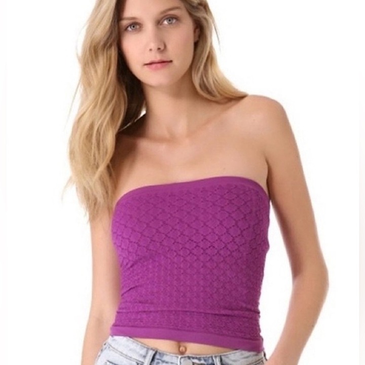 Free People Honey Textured Tube Top in Purple Size M/L