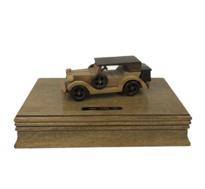 LONDON LEATHER 1932 FORD V8 WOOD Trinkets & JEWELRY BOX Motif VINTAGE