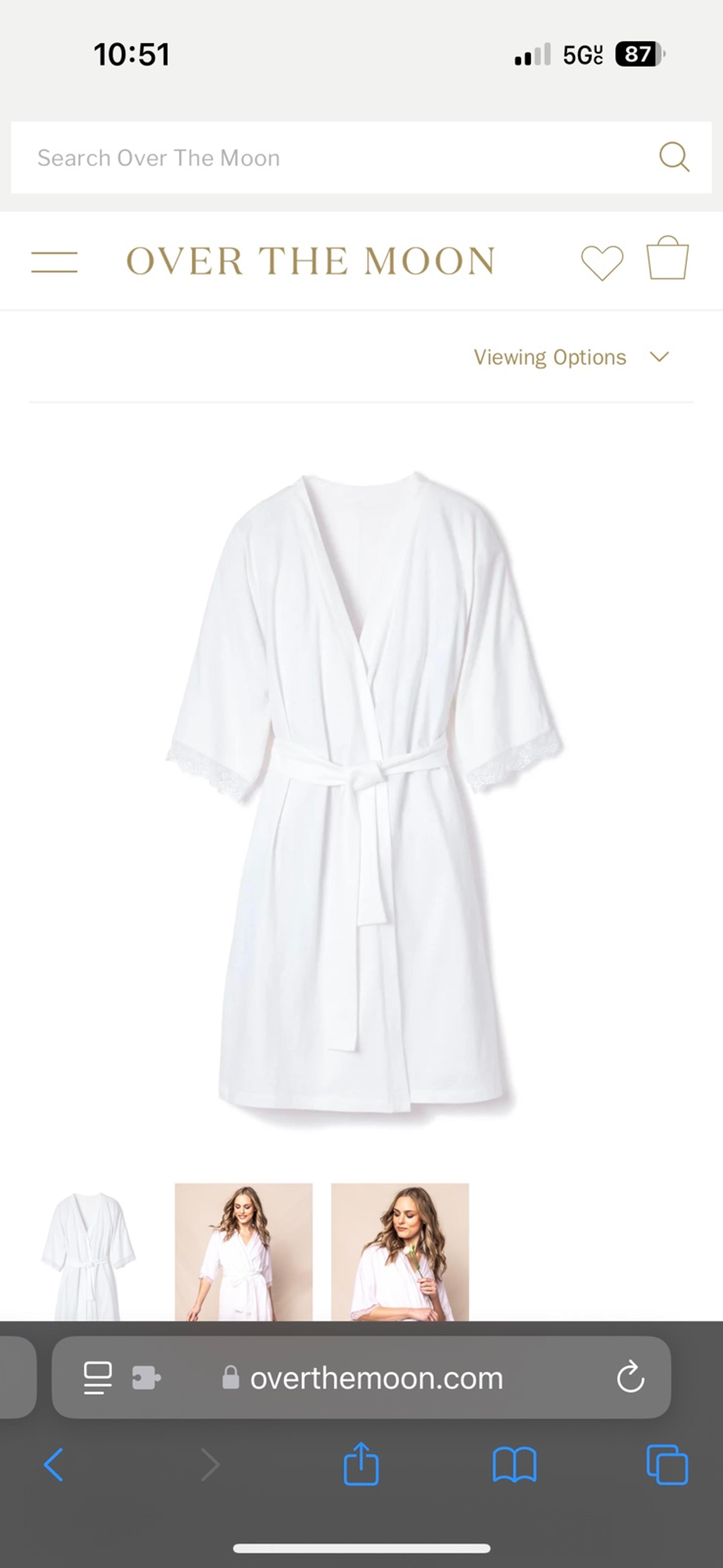 Petite Plume Women’s Cotton Prima White Robe with Lace Small Bridal Bride