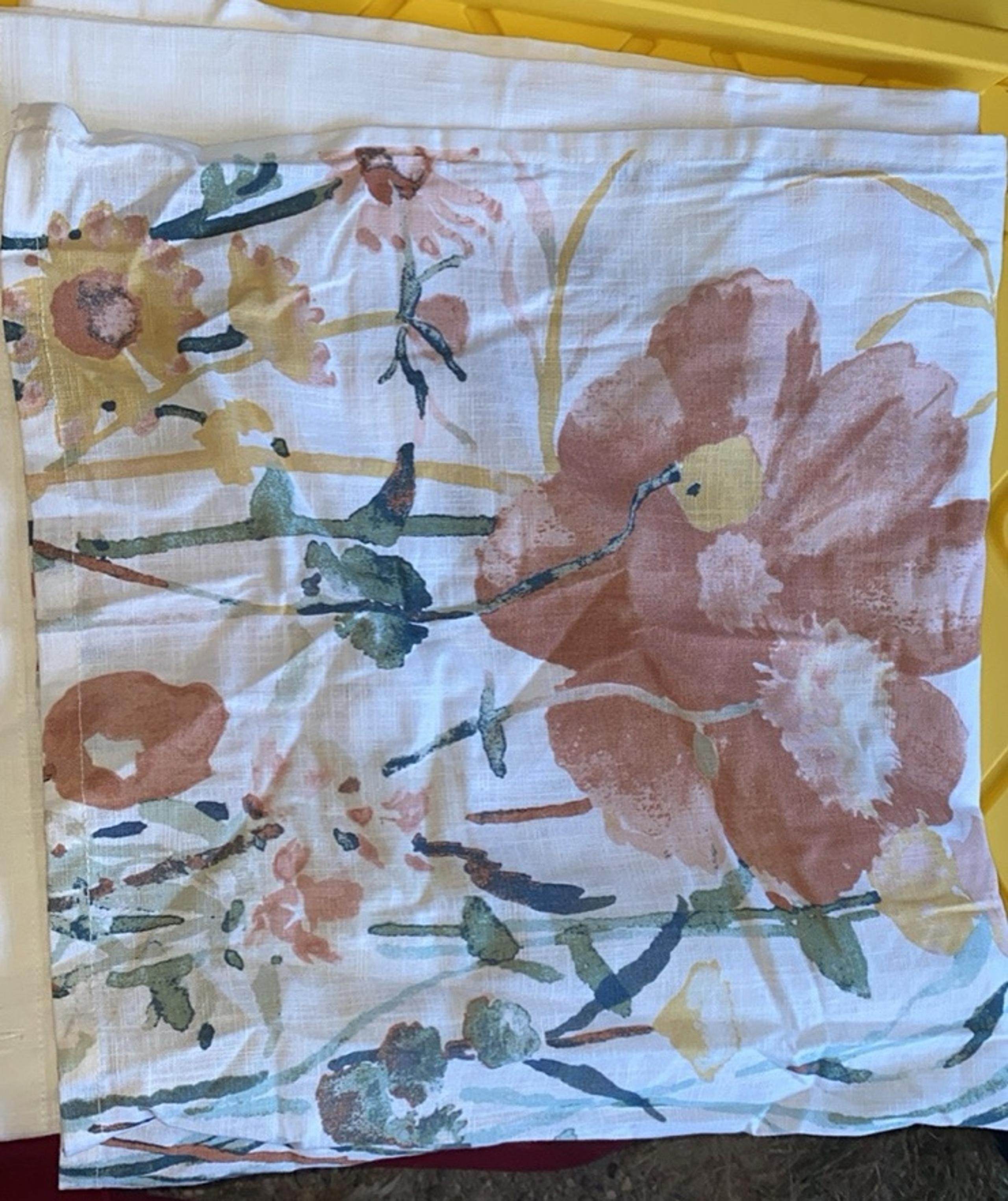 Floral Wave Shower Curtain White - Threshold: Cotton Fabric, Botanical Design, M