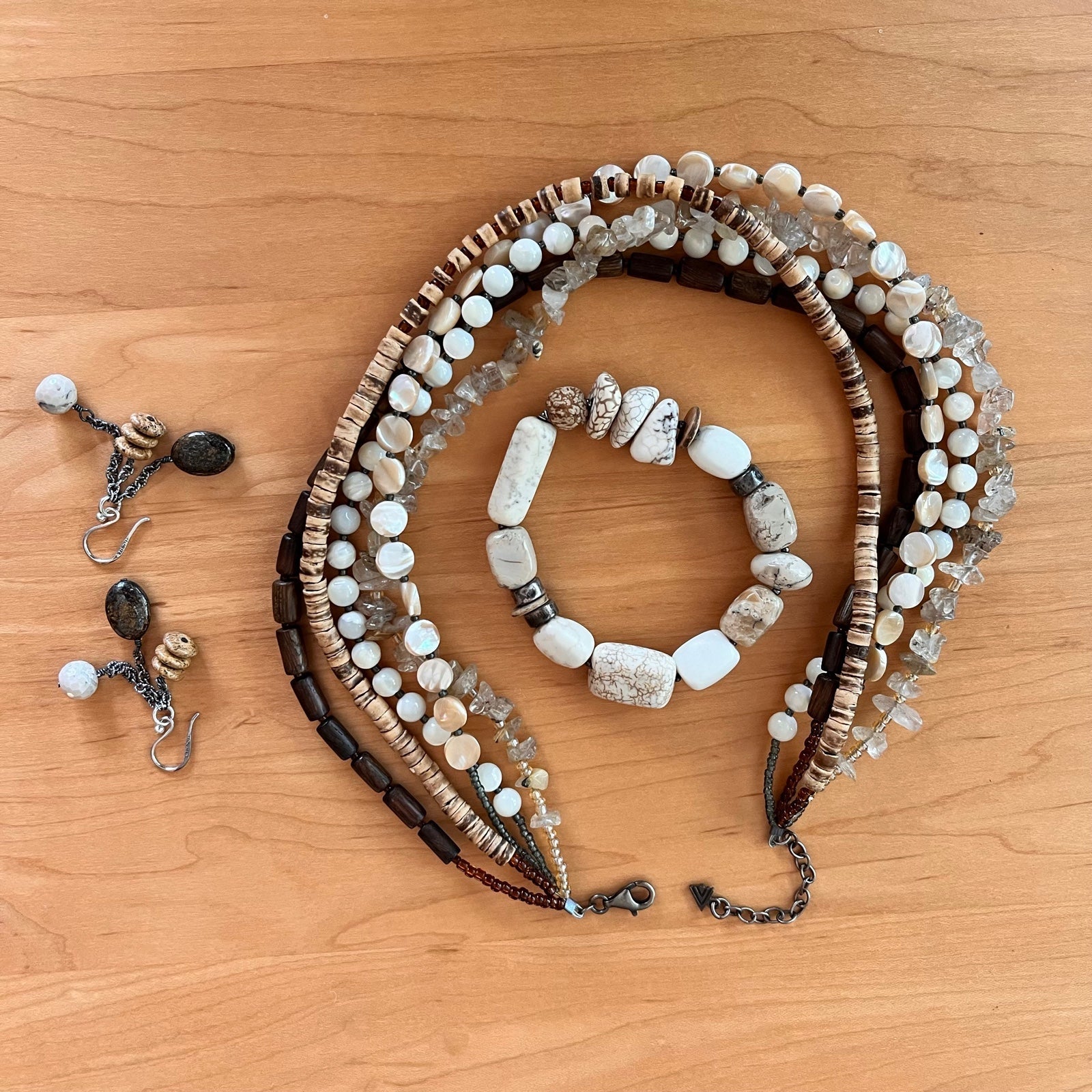 Silpada N1507 Multi-Stone Sterling Silver Necklace with Earrings and Bracelet