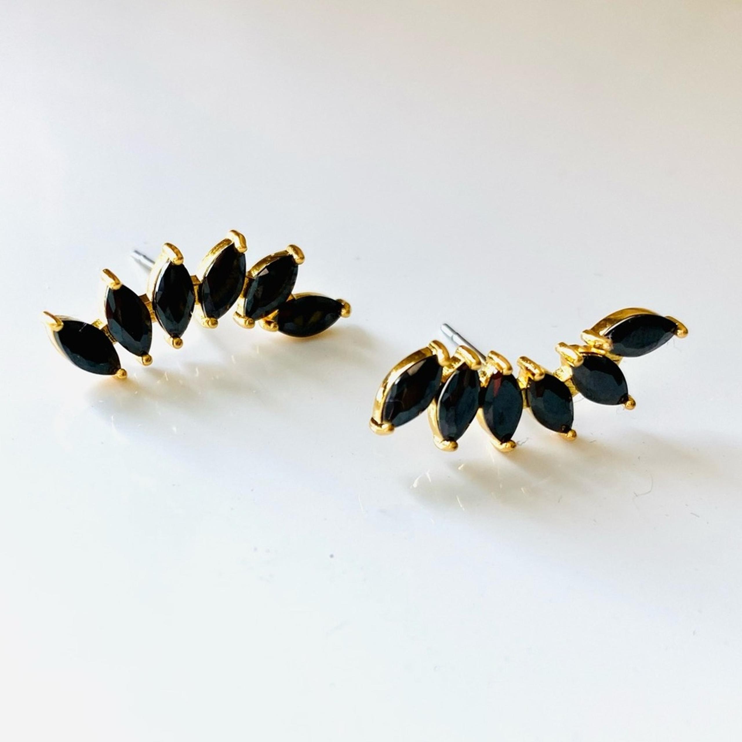 NEW NORDSTROM Black CZ Crawler Studs Earrings Surgical Stainless Steel Jewelry
