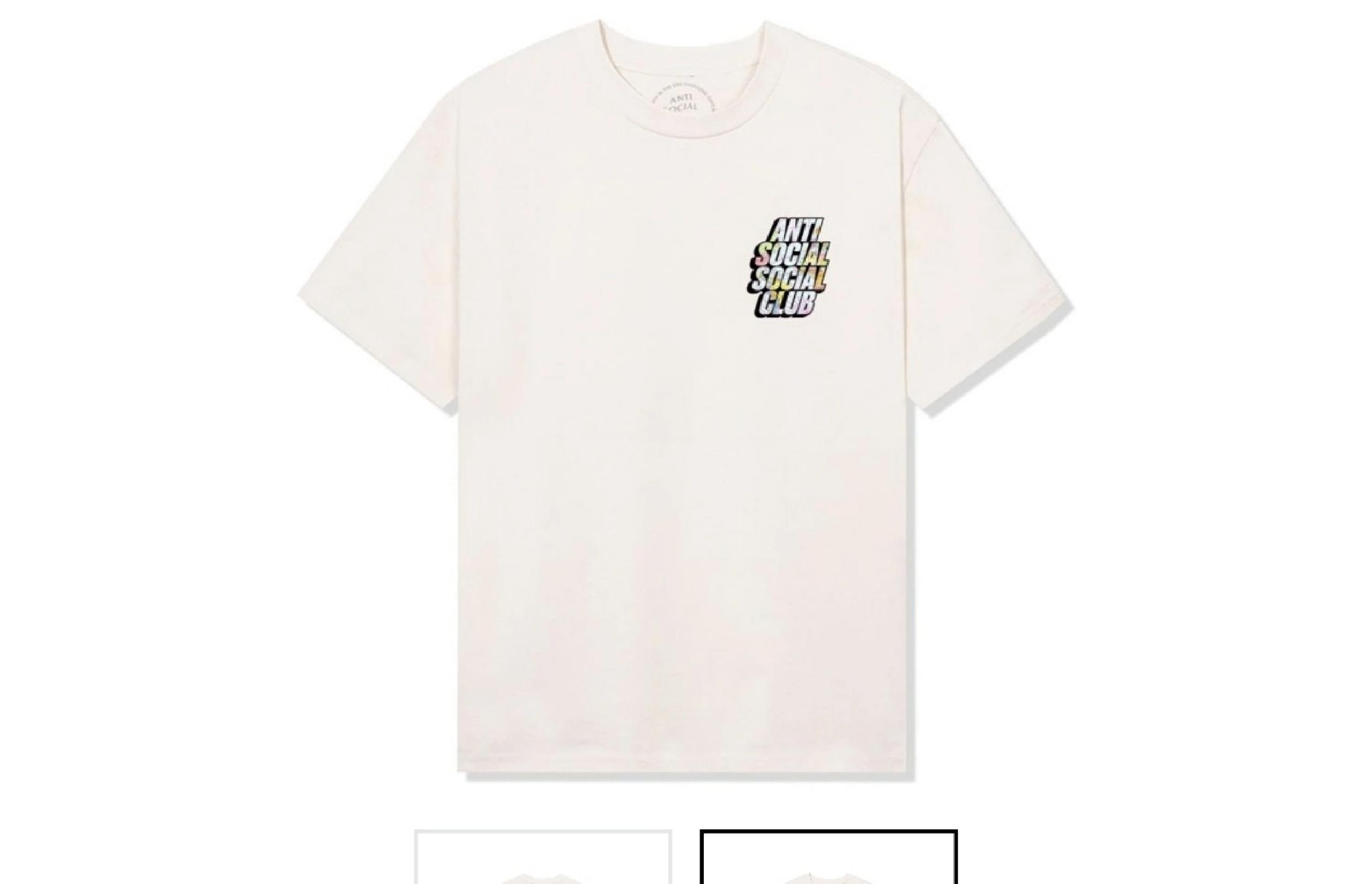 Anti Social Social Club Drop The Pin Cream T-Shirt Black New Large 100%Authentic