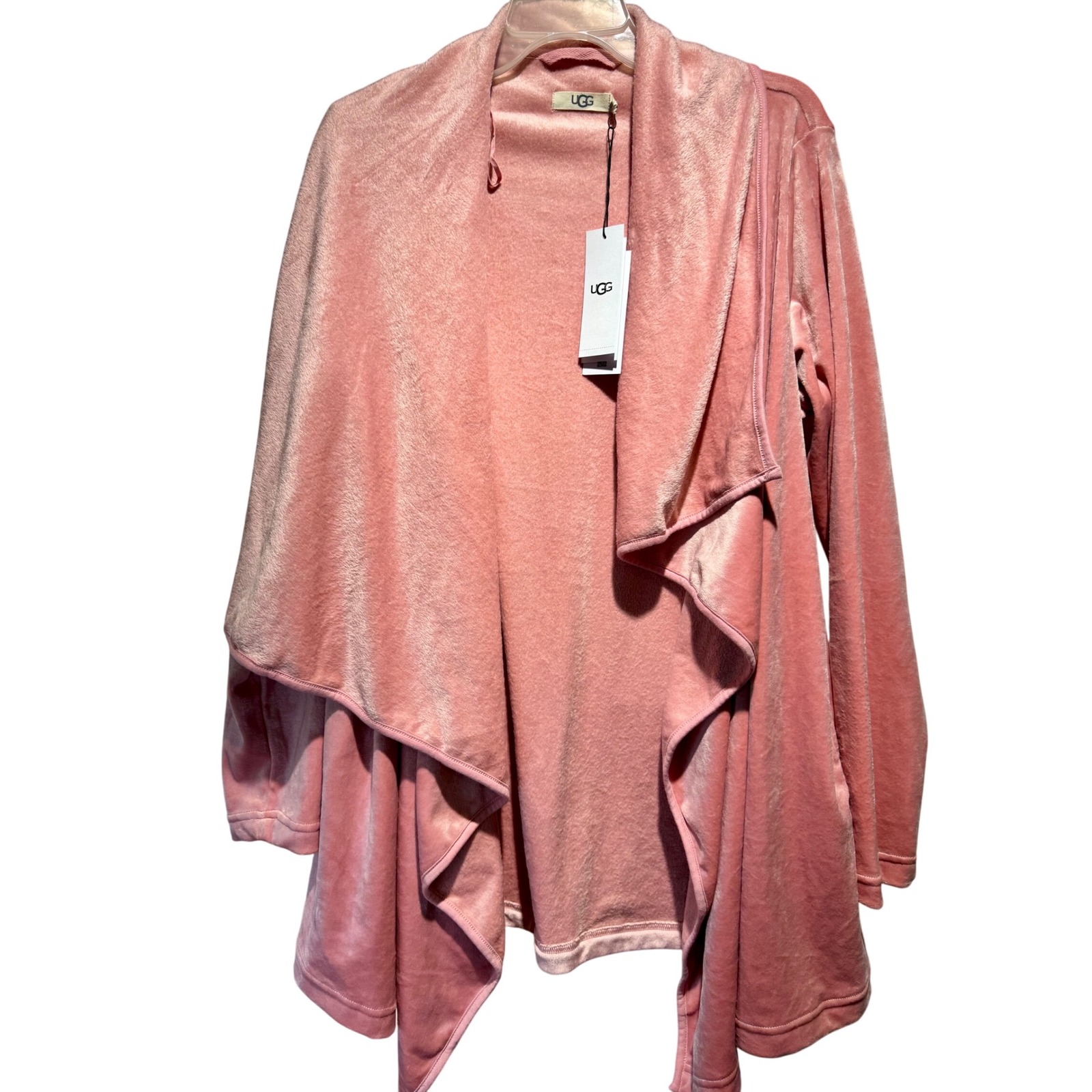 UGG Orla Wrap Cardigan Open Front Cozy Plush Pink Cardigan Size L NWT
