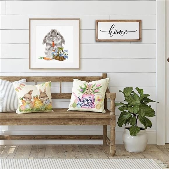 Easter Pillow Covers 18x18, Throw Pillow Covers Set of 4