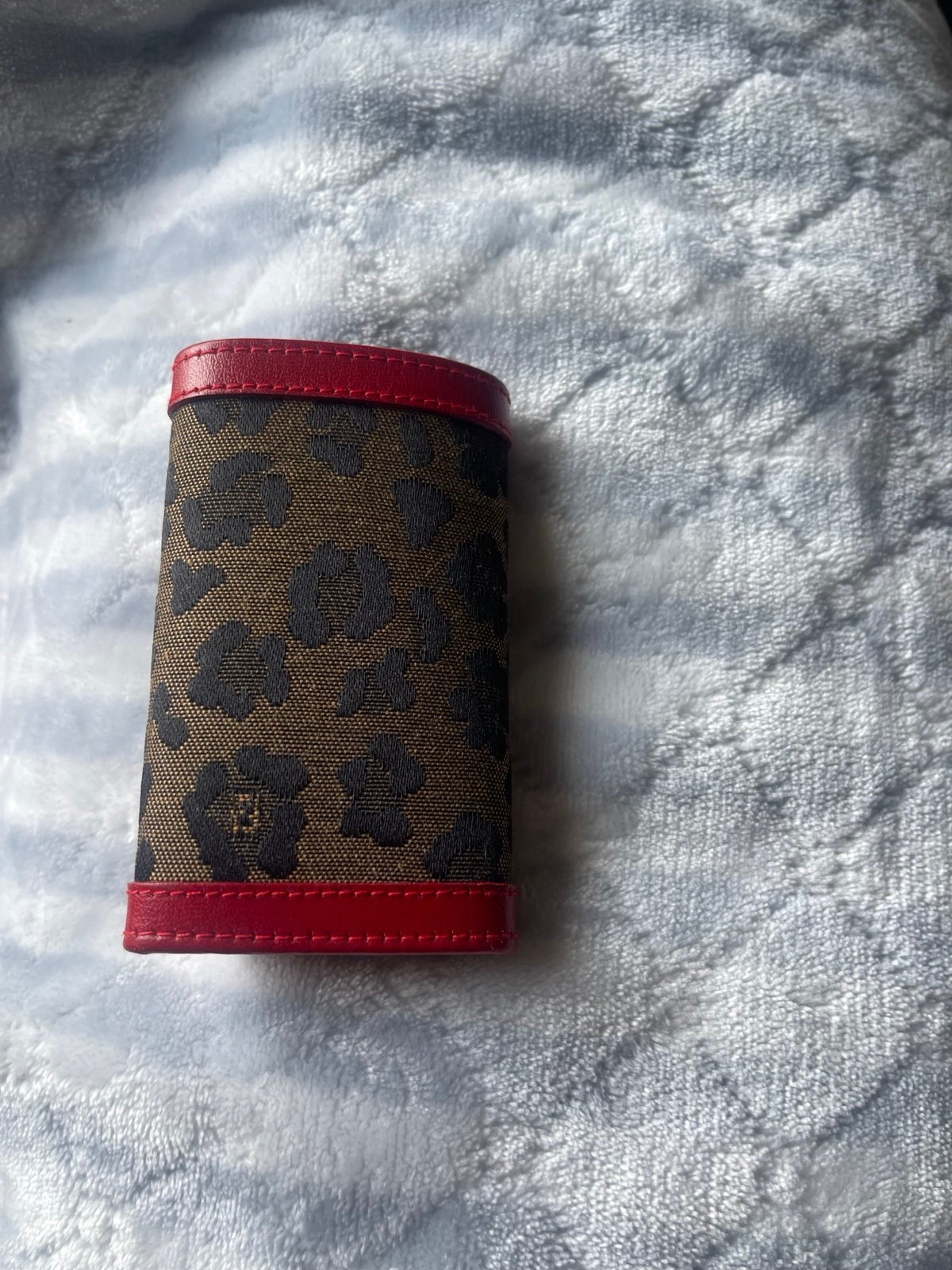 FENDI Leopard Print Leather 6 key case