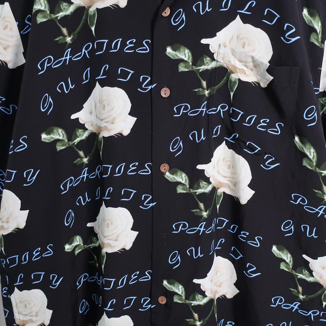 Rare Size】WACKO MARIA Aloha Shirt Rose XL Black White Sold